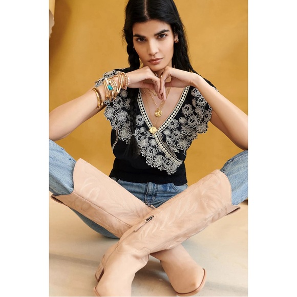 Anthropologie Embroidered Lace Blouse Black NWT Size XL - Picture 5 of 14